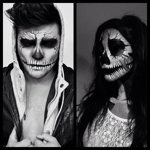 skull face painting ideas for halloween couples