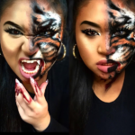 tiger half face halloween makeup