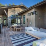 wood and metal contemporary home backyard