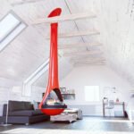 White Bedroom Hanging Fireplace