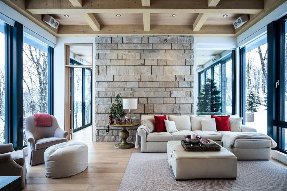 White Living Room Rustic Design