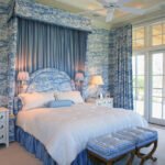Toile Wallpaper Blue And White Bedroom