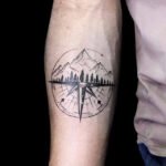 Compass and Mountain Tattoo Design