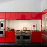 Galley Kitchen In Red and White